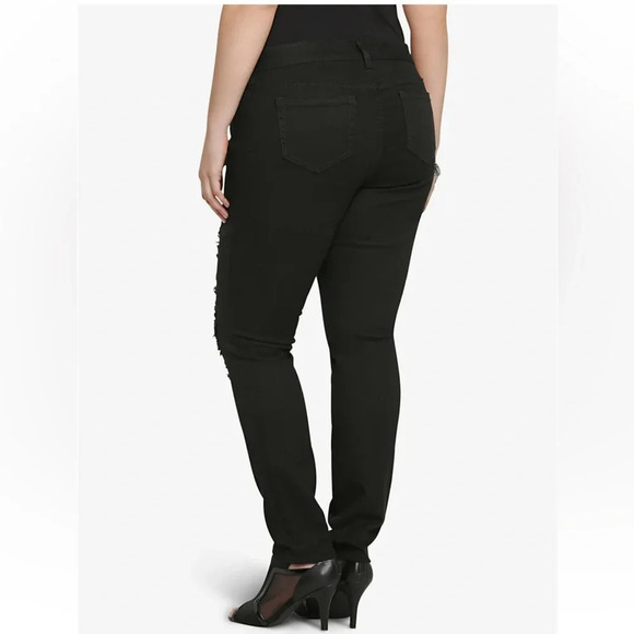 TORRID Premium Bead Embellished Distressed Skinny Jeans Stretch Black Women 18 - Picture 3 of 10